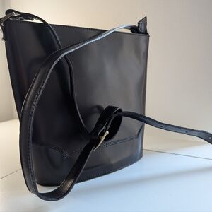 Sleek Black Leather Tote Bag